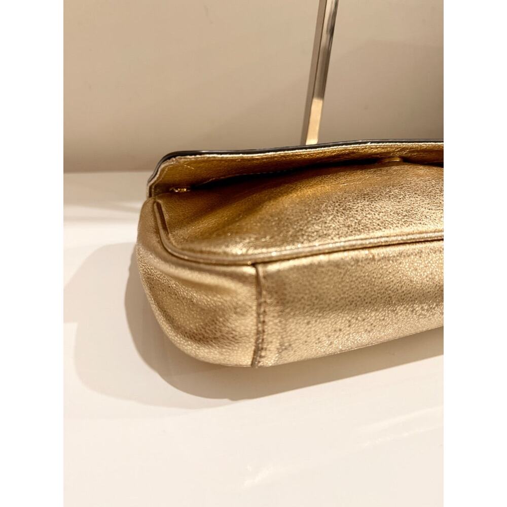 Michael Kors Jet Set Chain Strap Metallic Leather Shoulder Flap Clutch Bag Gold - Picture 7 of 11
